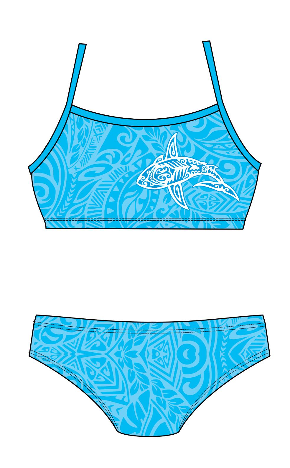 Female 2 piece training bikini - Tattoo Shark (3107)