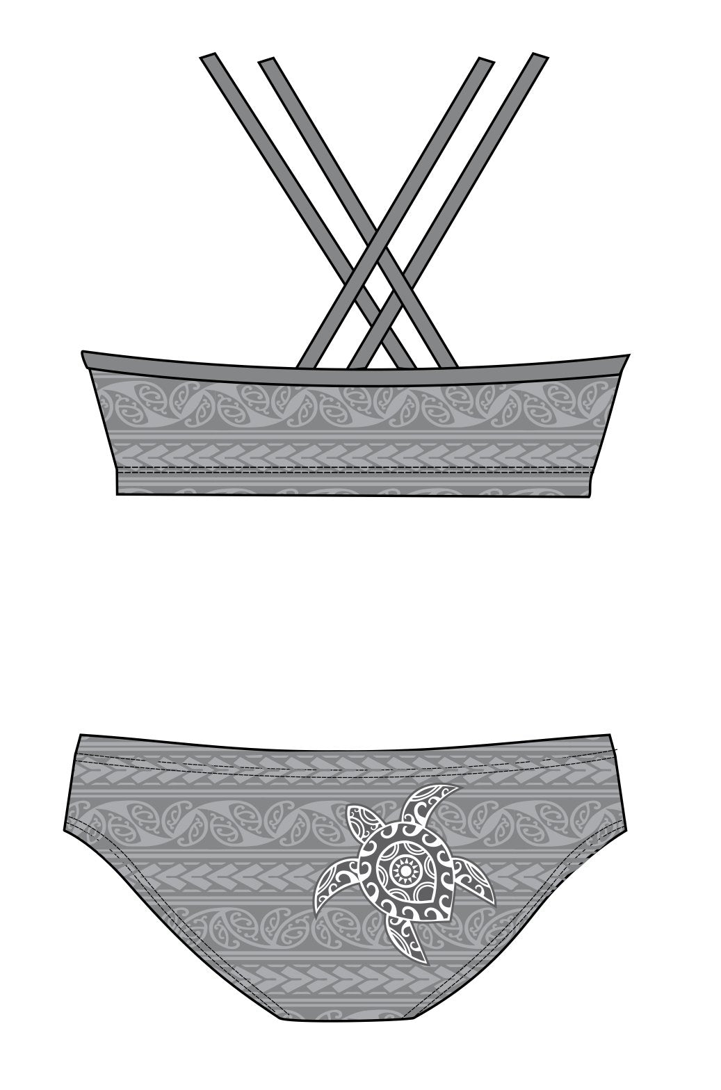 Female 2 piece training bikini - Tattoo Turtle (3098)