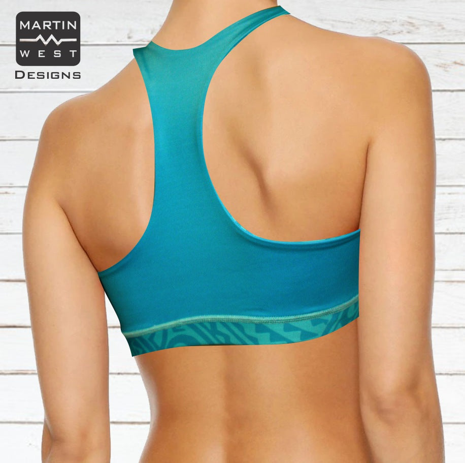Female Tattoo Dolphin  Paddle/swim reversible Crop Top (3108)