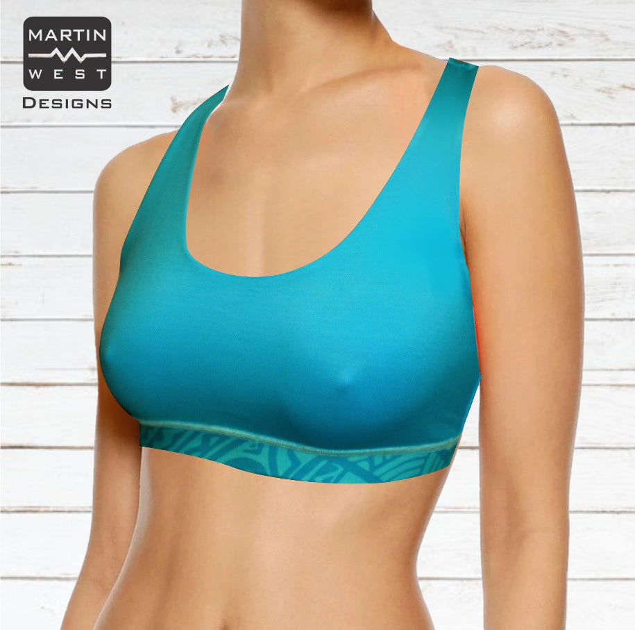 Female Tattoo Dolphin  Paddle/swim reversible Crop Top (3108)