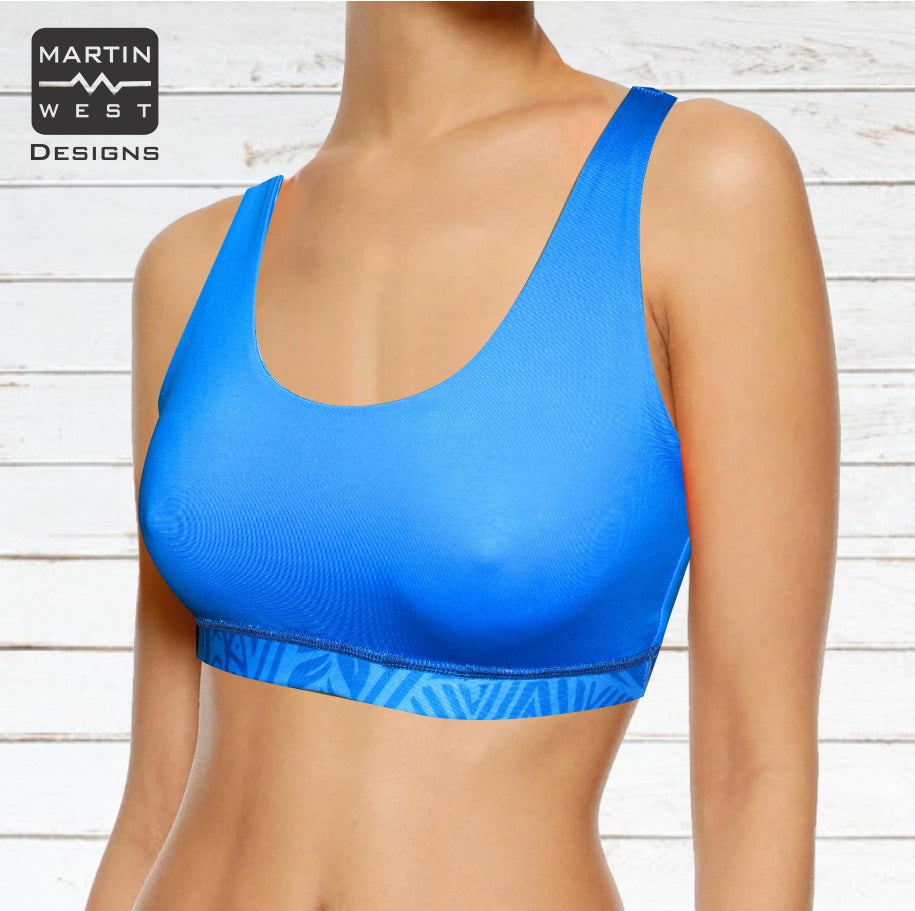 Female Tattoo Shark Paddle/swim reversible Crop Top (3107)