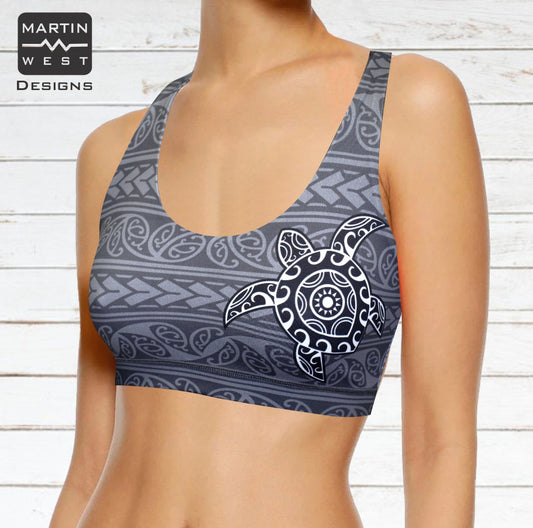 Female Tattoo Turtle  run/paddle/swim reversible Crop Top (3098)