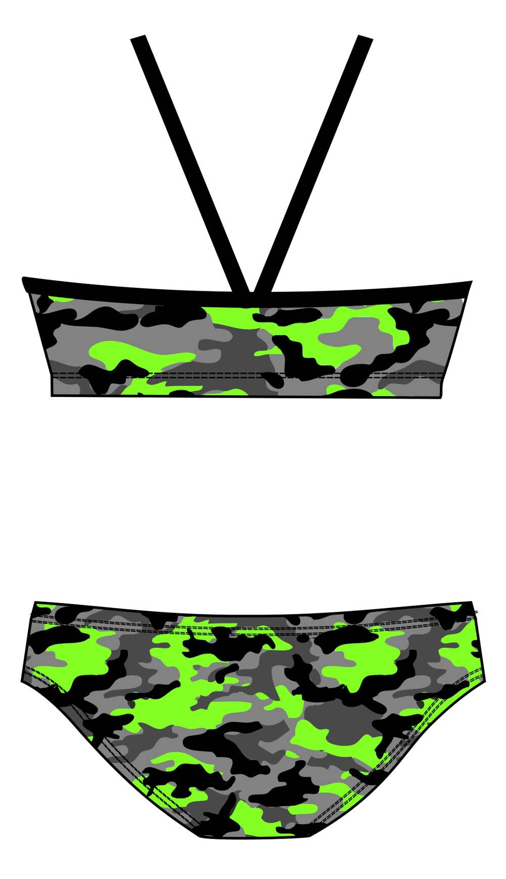 Female 2 Piece Training Bikini - Neon Camouflage - DG apparel competitive swimwear lifesaving waterpolo south african flag swimwear triathlon running