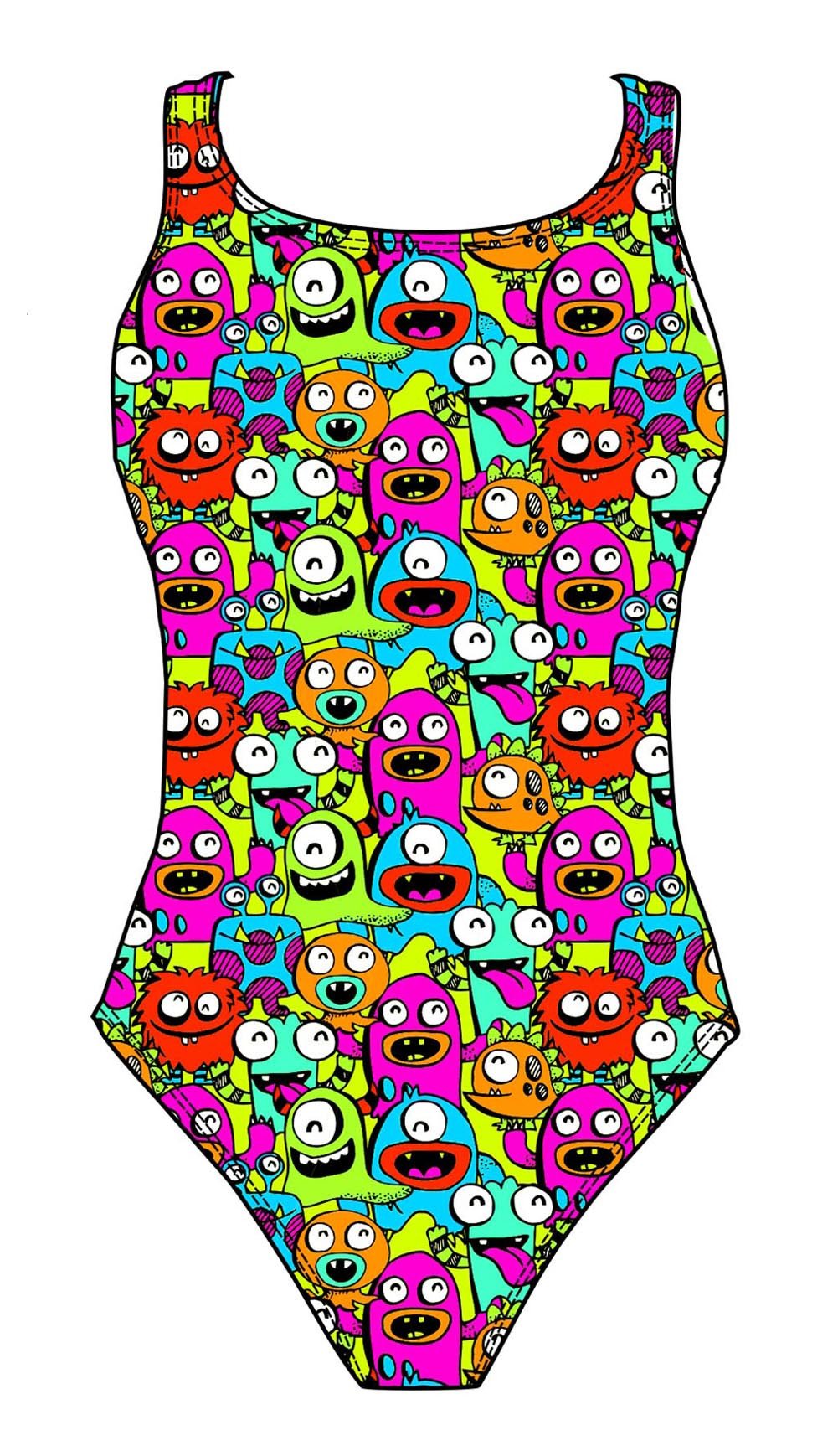 Female fastback swimsuit - Neon Stickies - DG apparel competitive swimwear lifesaving waterpolo south african flag swimwear triathlon running