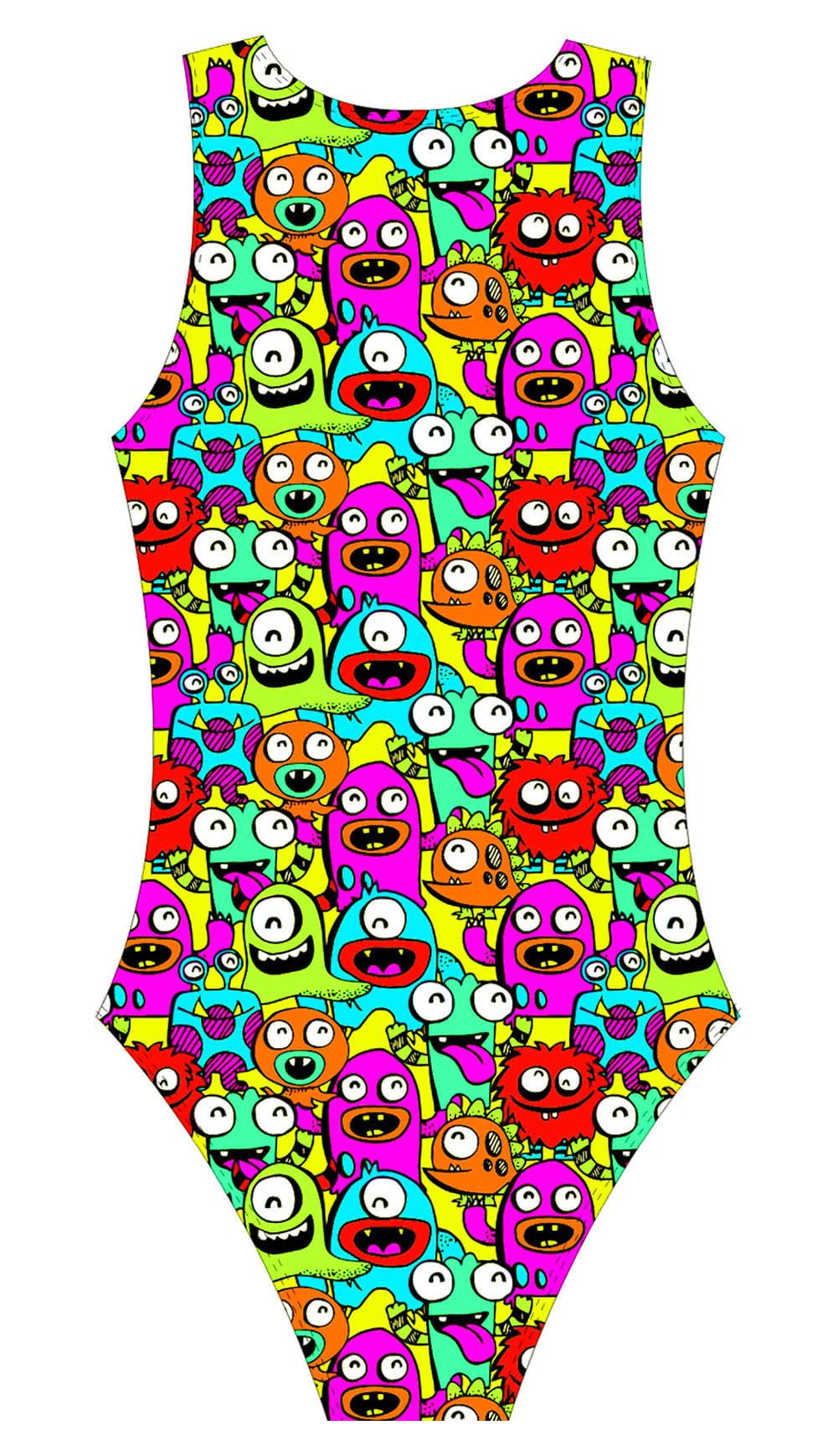 Female Water polo swimsuit- Neon Stickies - DG apparel competitive swimwear lifesaving waterpolo south african flag swimwear triathlon running