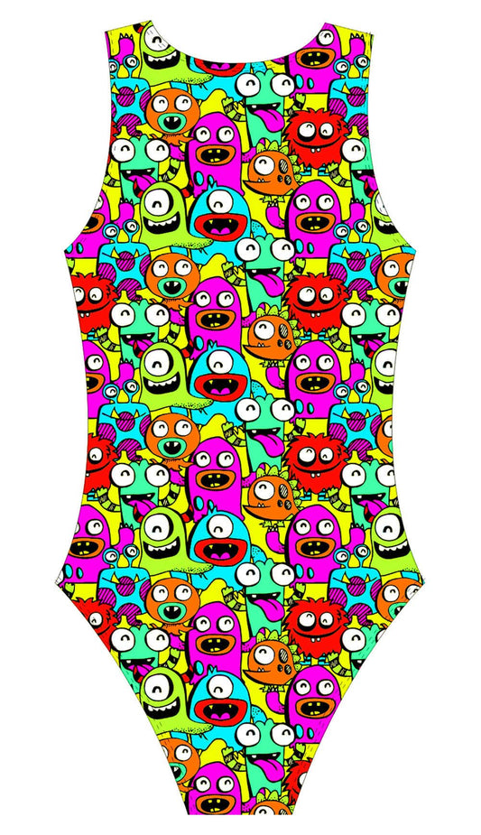 Female Water polo swimsuit- Neon Stickies - DG apparel competitive swimwear lifesaving waterpolo south african flag swimwear triathlon running