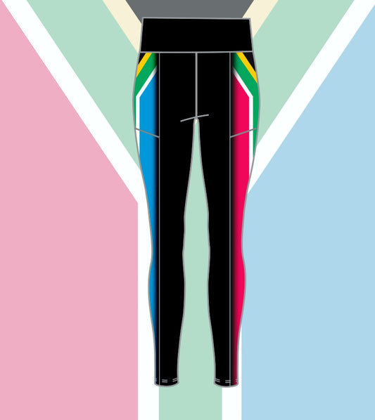 South African Flag High waist leggings full length (2424)