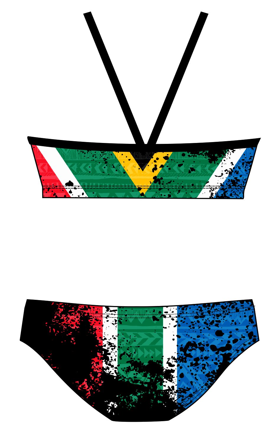 Female 2 Piece Training Bikini - South African Flag(2424)