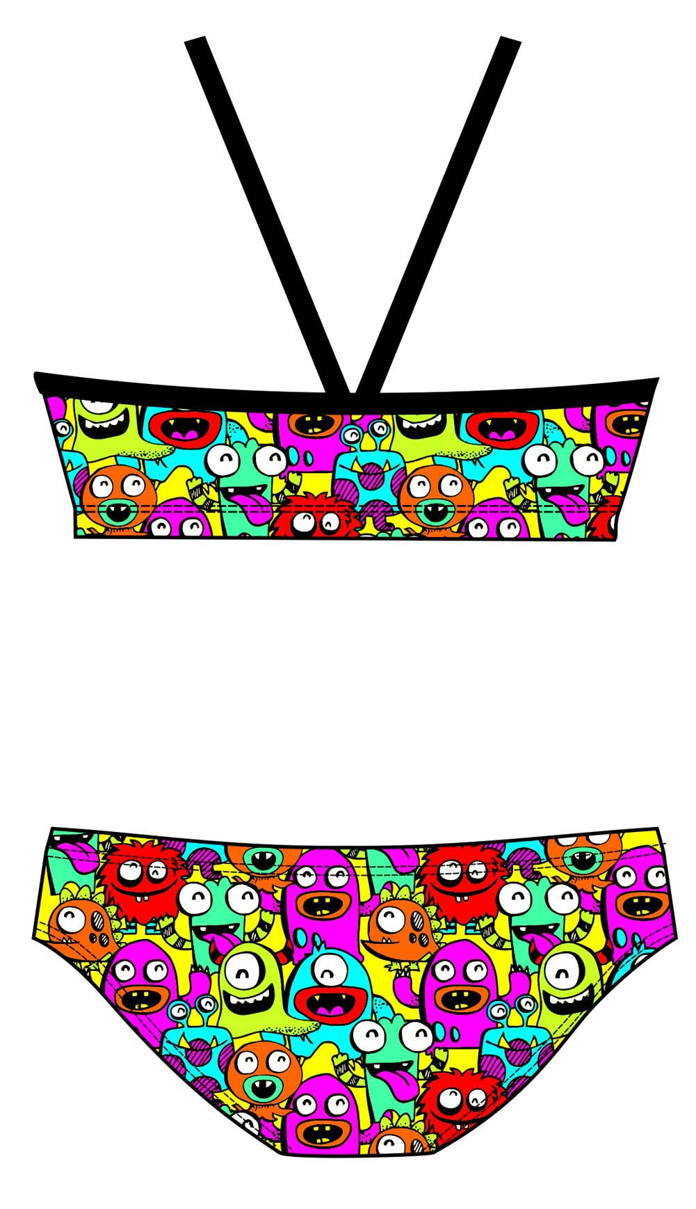 Female 2 Piece Training Bikini - Neon Stickies - DG apparel competitive swimwear lifesaving waterpolo south african flag swimwear triathlon running