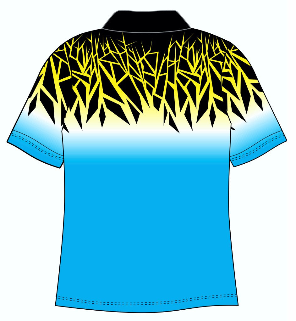 Female Funky Blue Chards Custom Printed Golf Shirt