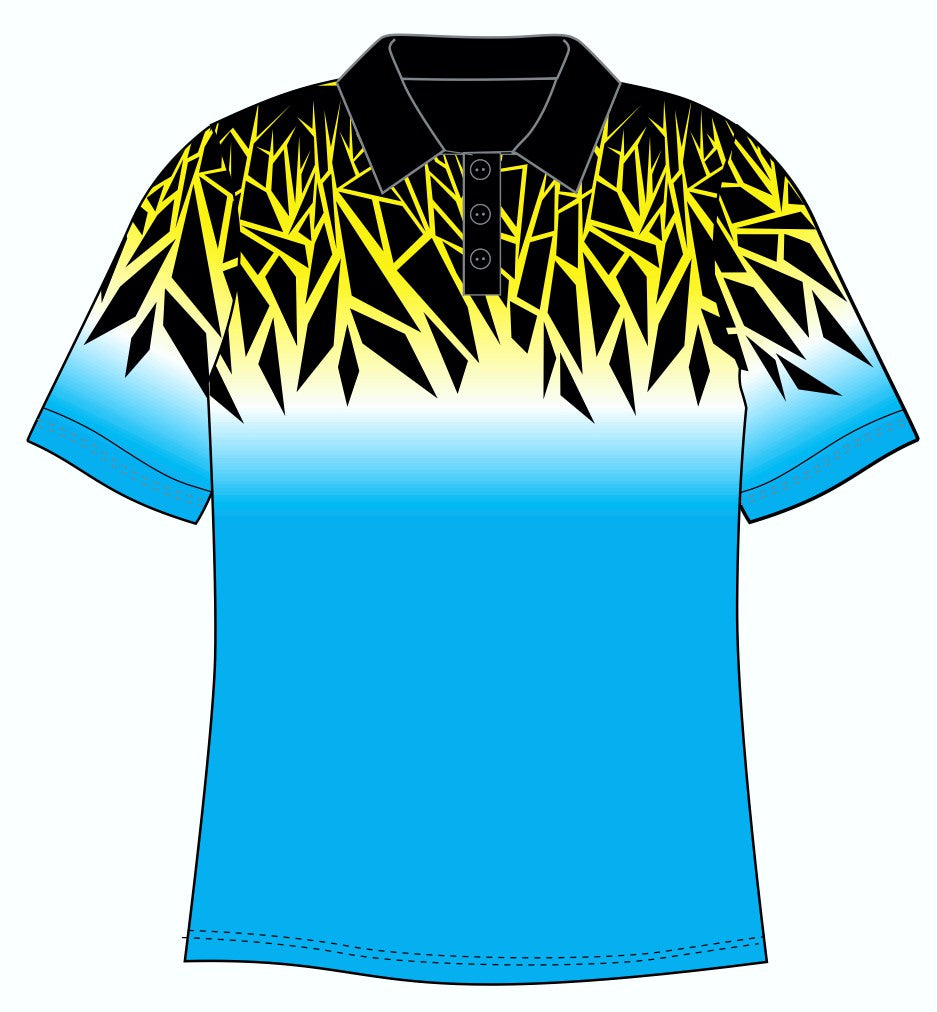 Female Funky Blue Chards Custom Printed Golf Shirt