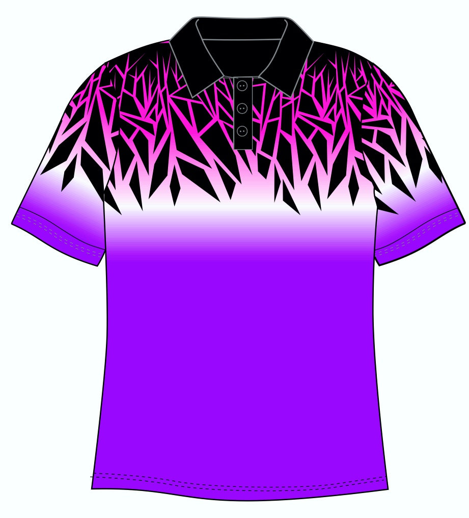 Female Funky Purple Chards Custom Printed Golf Shirt