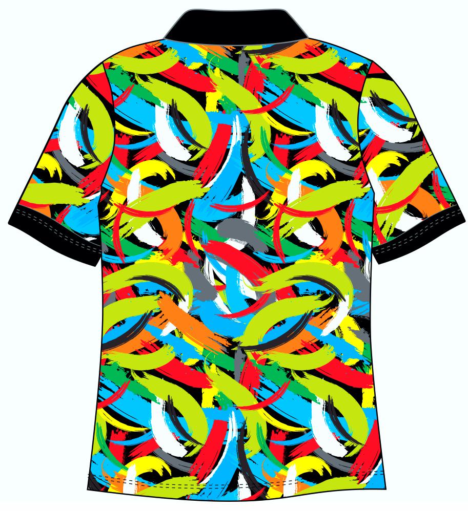 Male Funky Brush Strokes Custom Printed Golf Shirt Martin West