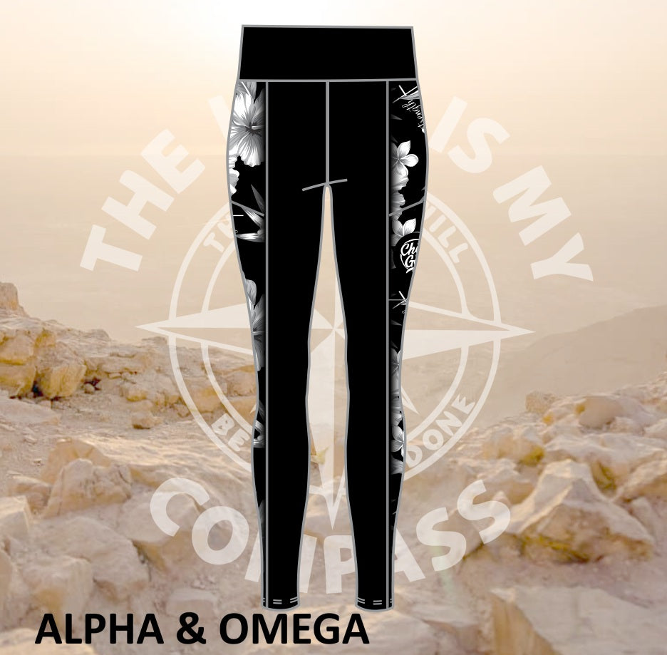 ALPHA AND OMEGA BLACK CHILD OF GOD Female Active Full Length Tights Black
