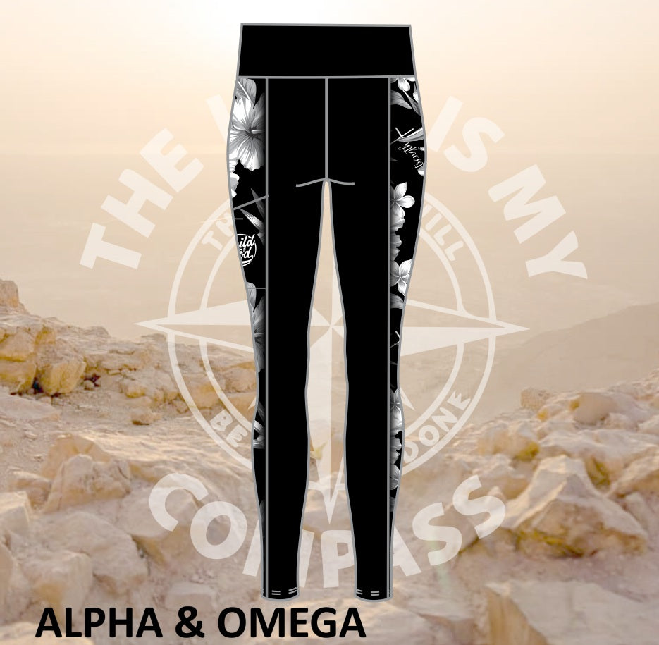 ALPHA AND OMEGA BLACK CHILD OF GOD Female Active Full Length Tights Black