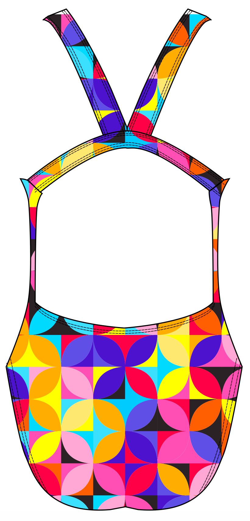 Female fastback swimsuit - Geo petals (3053)