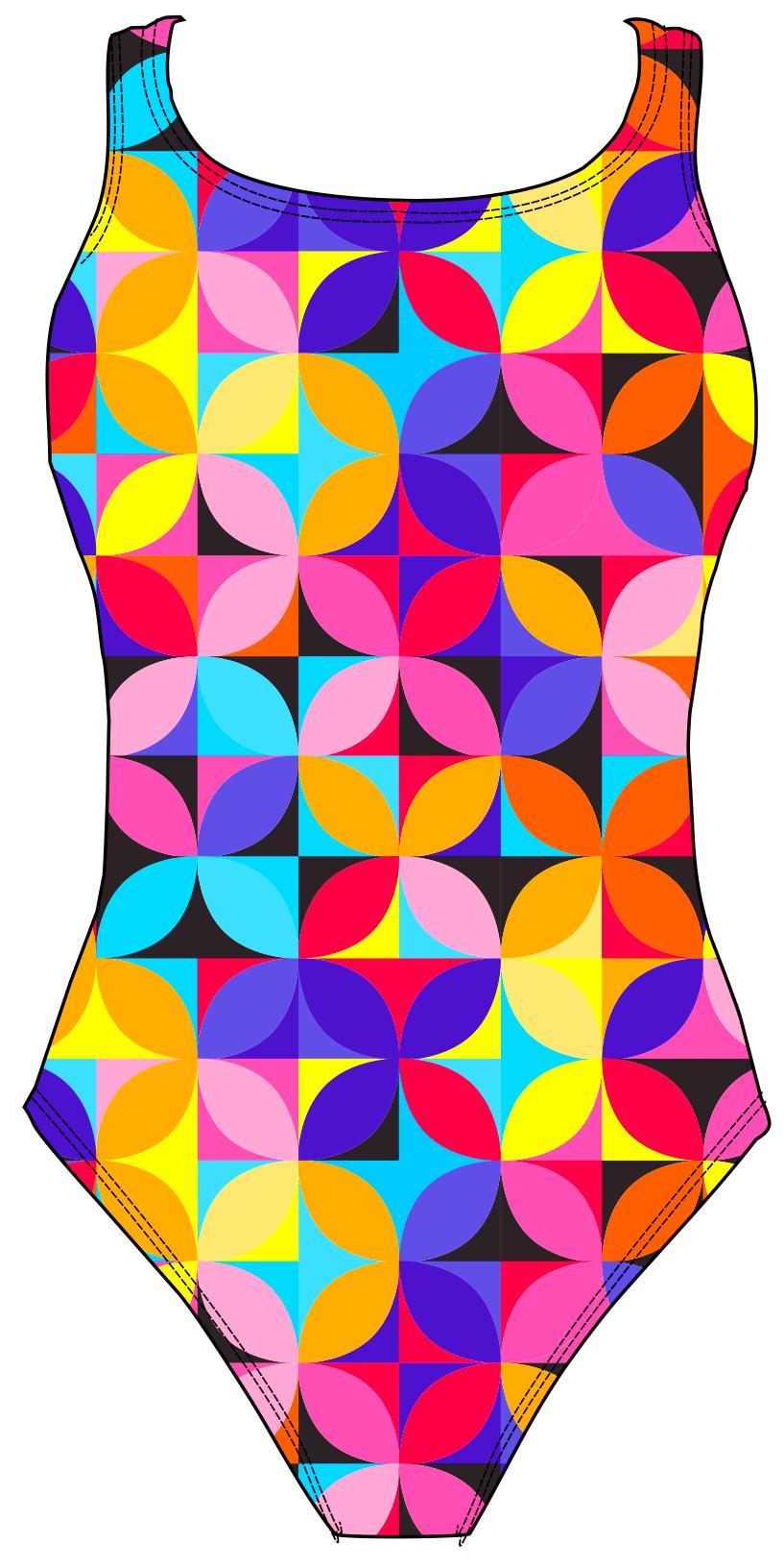 Female fastback swimsuit - Geo petals (3053)