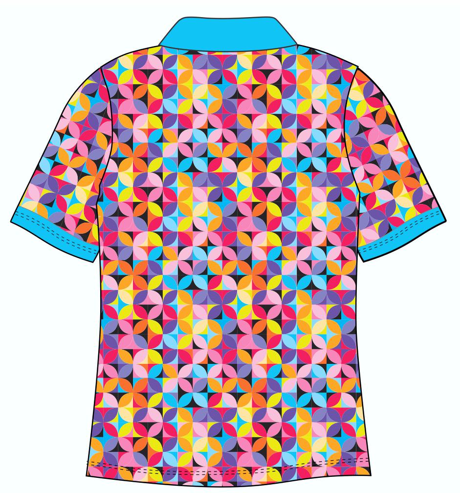 Female Funky Geo Petals Custom Printed Golf Shirt (3053)