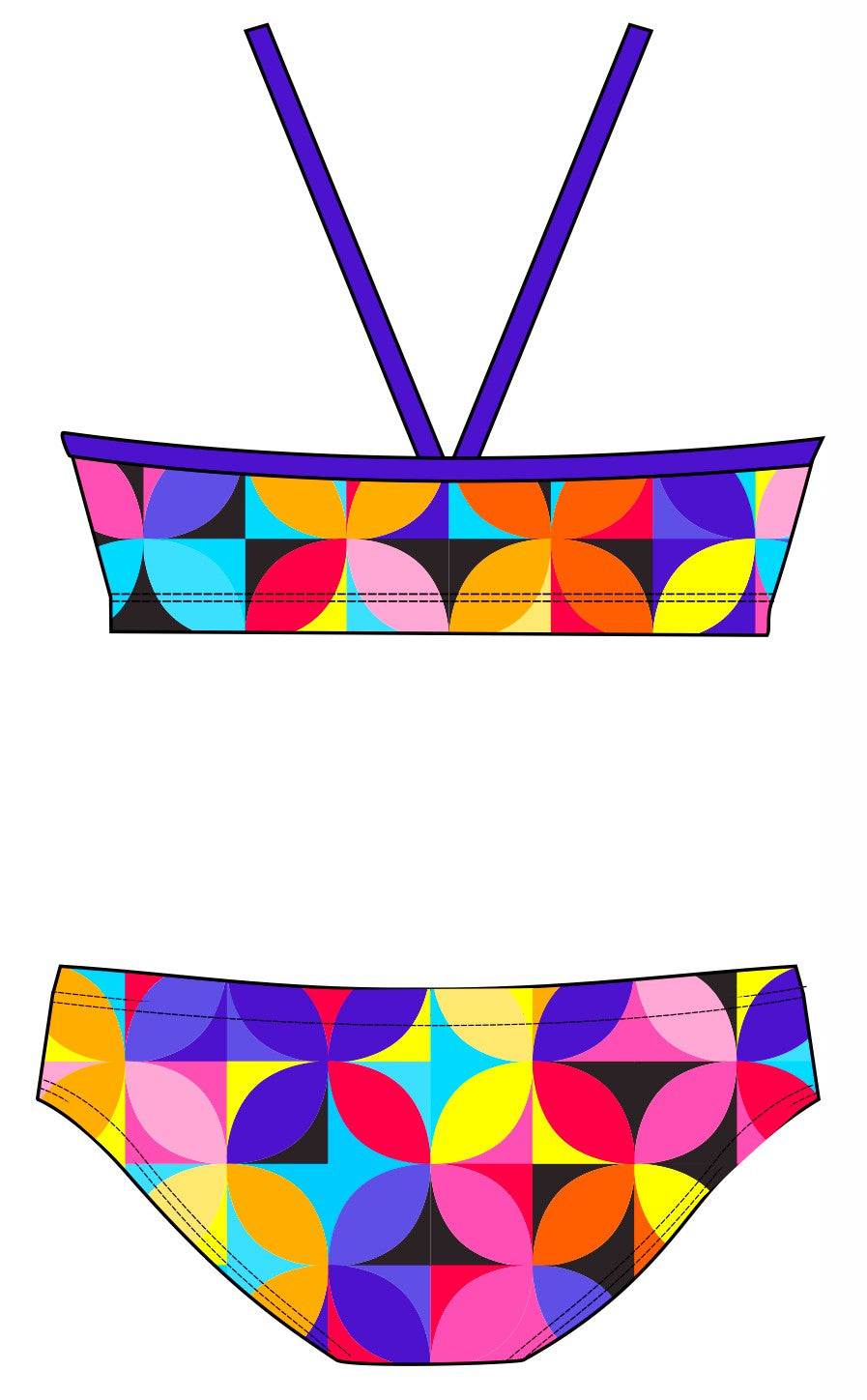 Female 2 piece training bikini - Geo petals (3053)