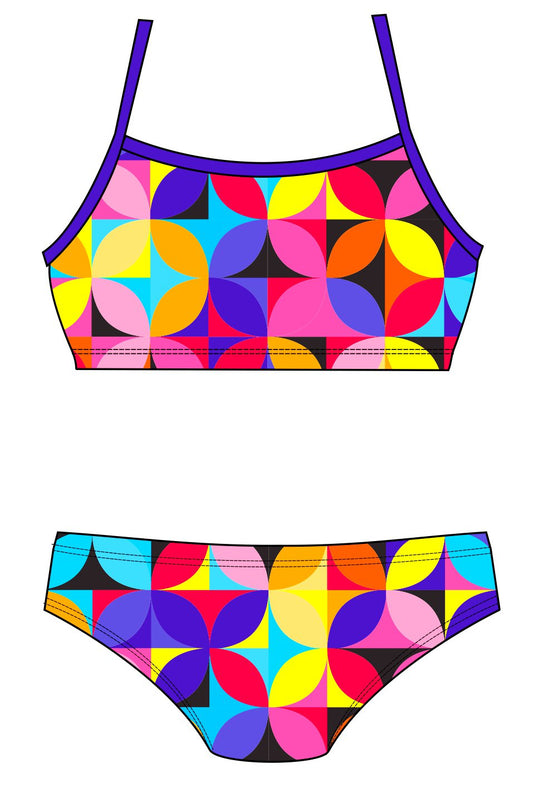 Female 2 piece training bikini -  Geo petals (3053)
