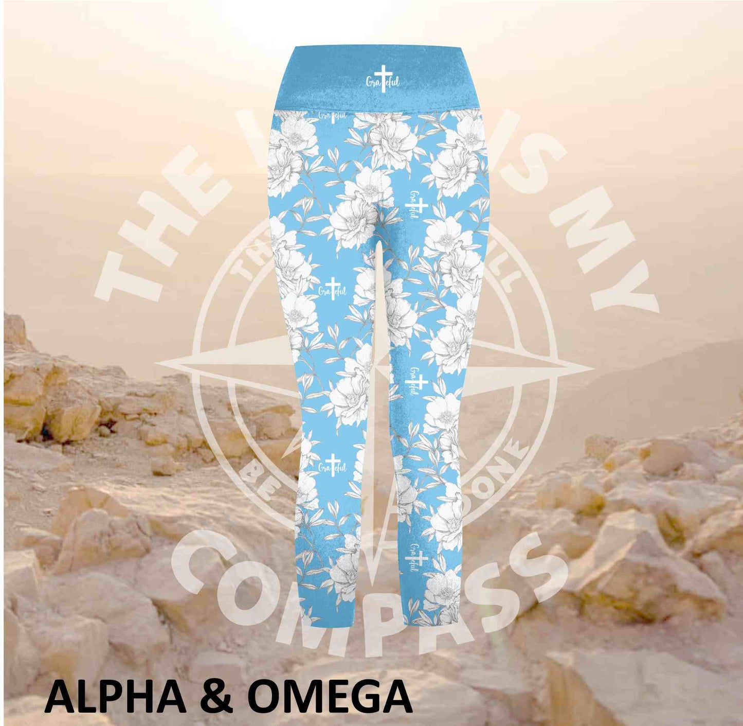 Alpha And Omega GRATEFUL PEONY Athleisure Three Quarter Tights