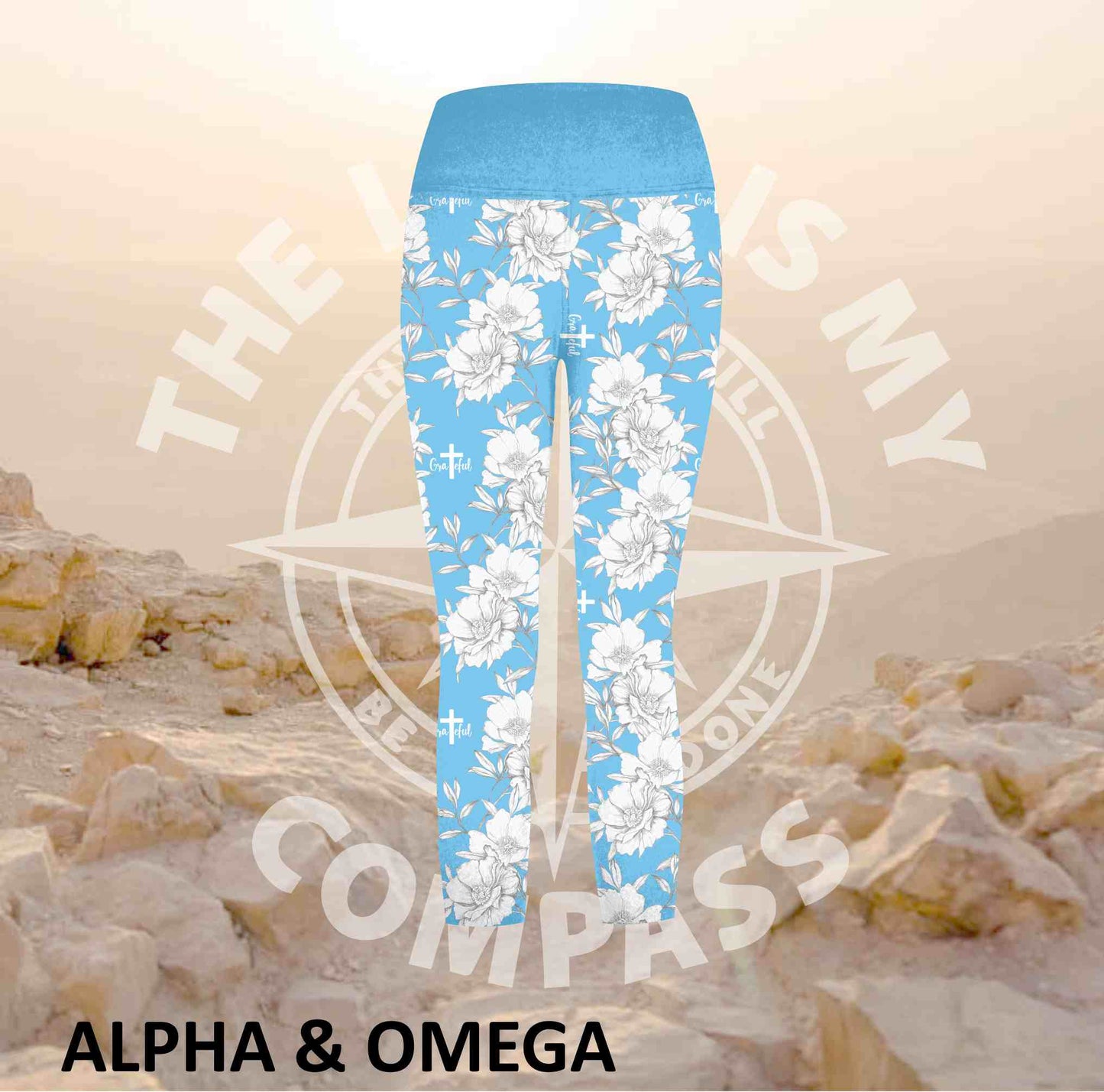 Alpha And Omega GRATEFUL PEONY Athleisure Three Quarter Tights