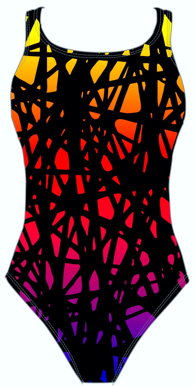 Female fastback swimsuit- Neon Web (2889)