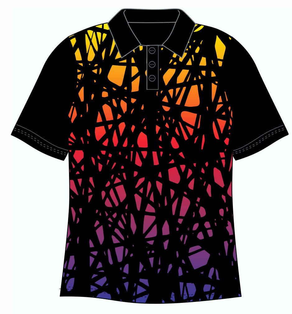 Female Funky Neon Web Custom Printed Golf Shirt