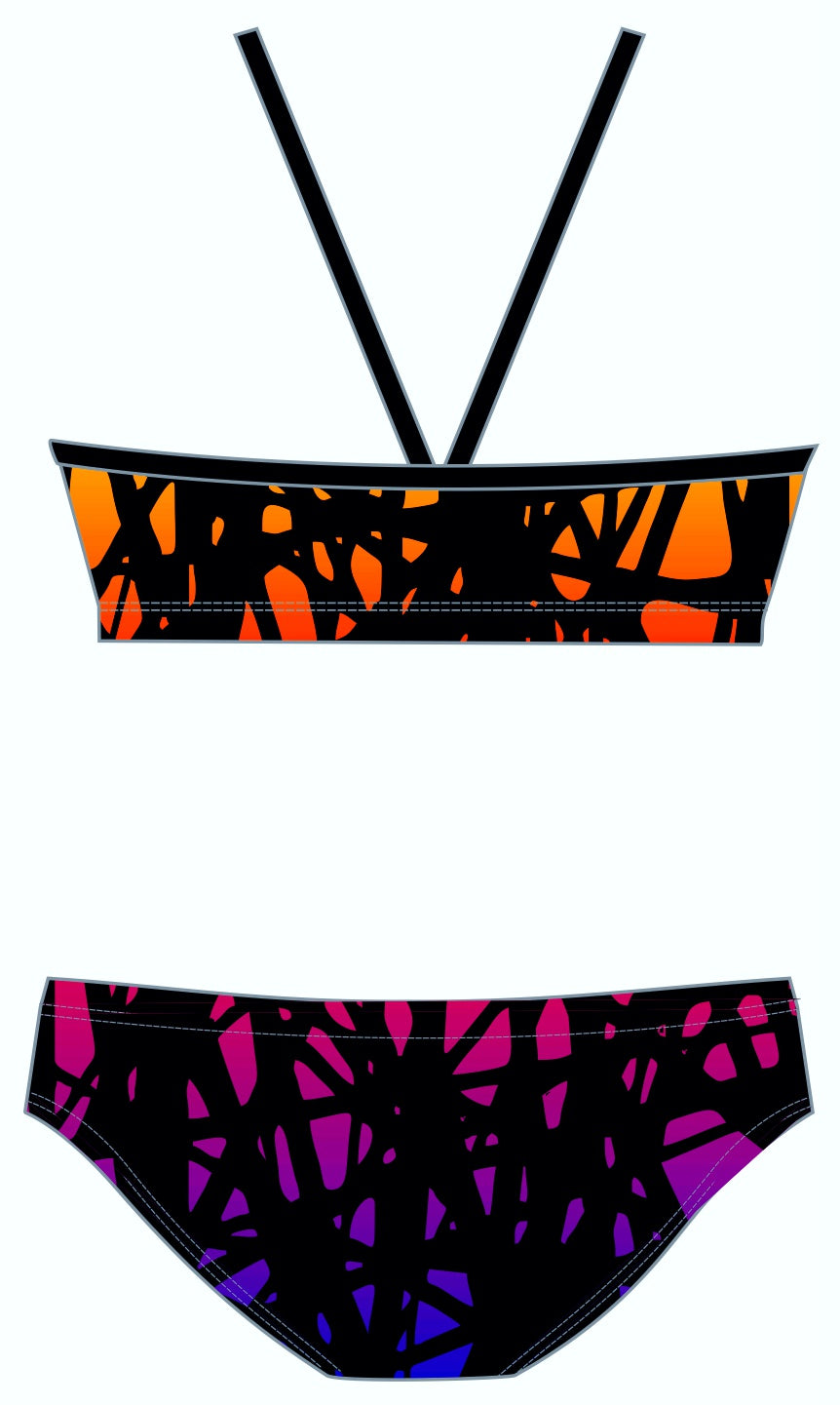 Female 2 piece training bikini - Neon web(2889)