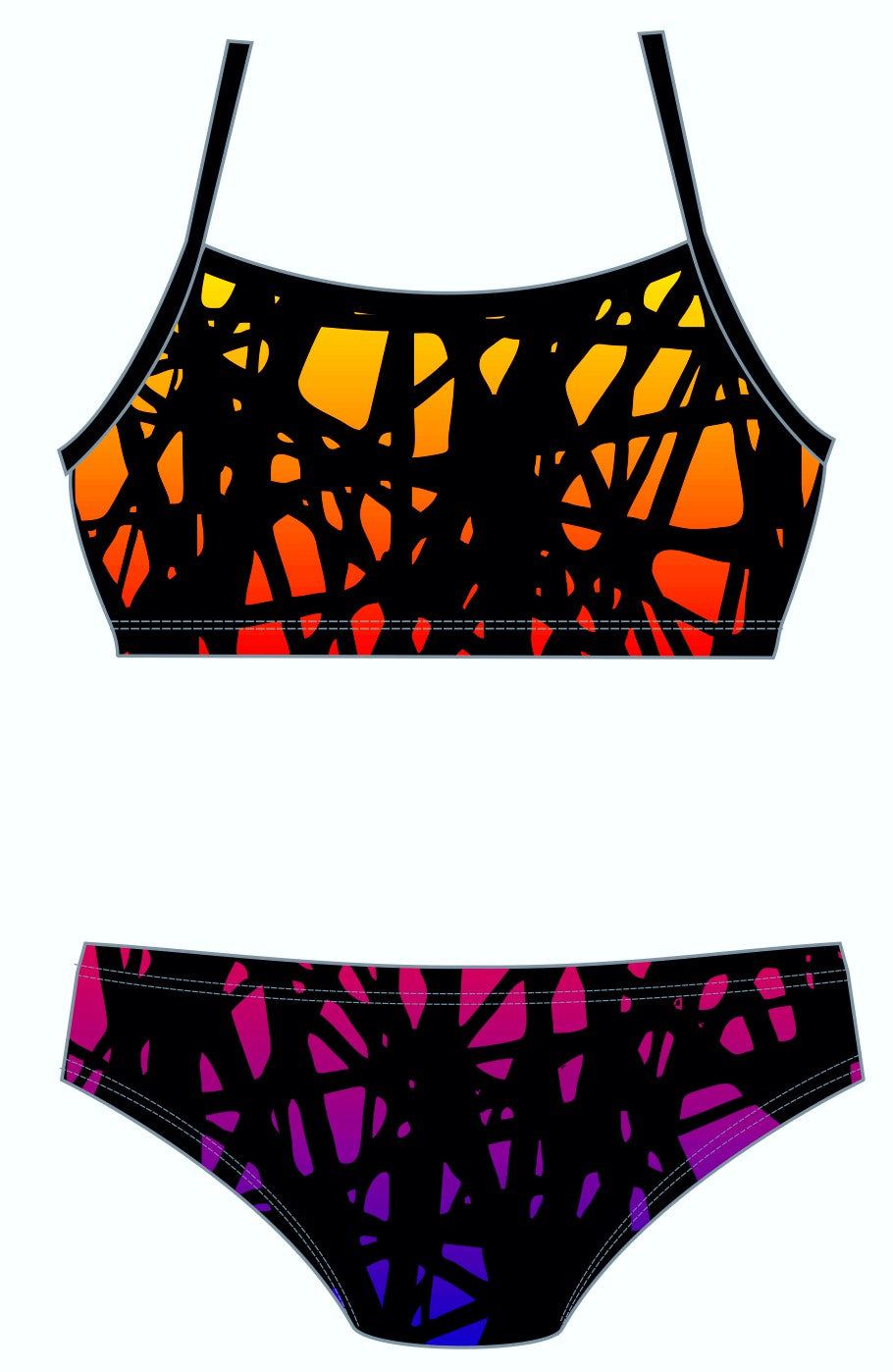 Female 2 piece training bikini - Neon web(2889)