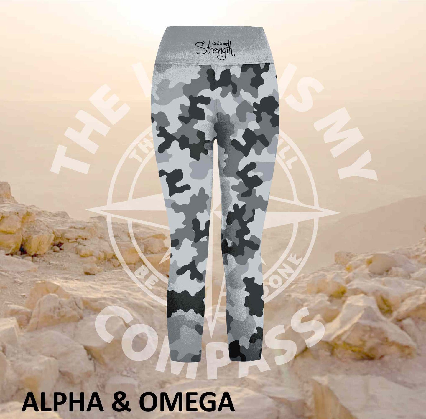 Alpha And Omega Strength Grey Camo Athleisure Three Quarter Tights