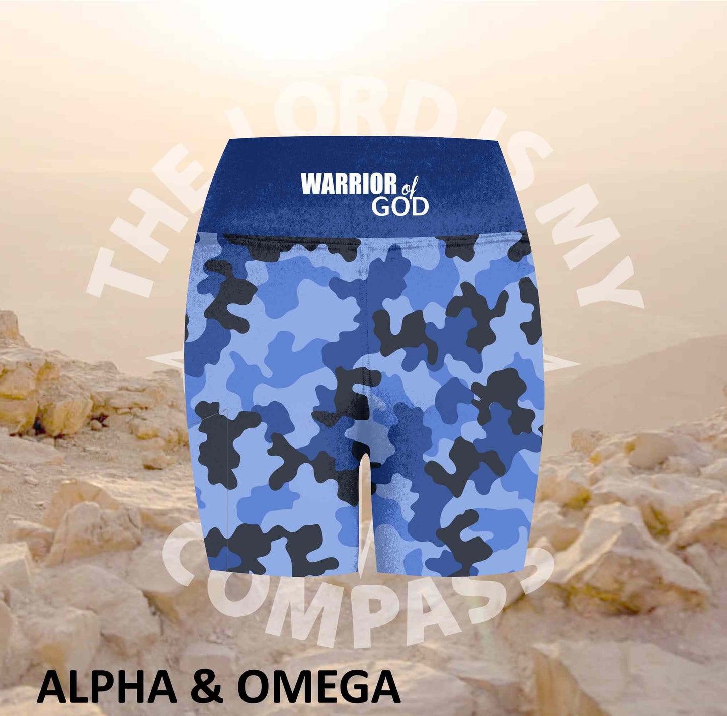 Alpha And Omega Warrior Blue Camo Athleisure Short Tights