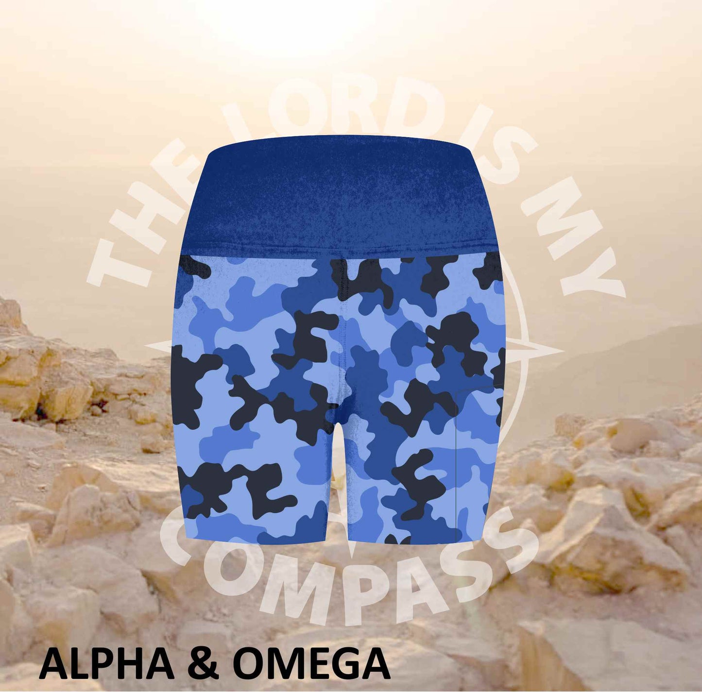 Alpha And Omega Warrior Blue Camo Athleisure Short Tights