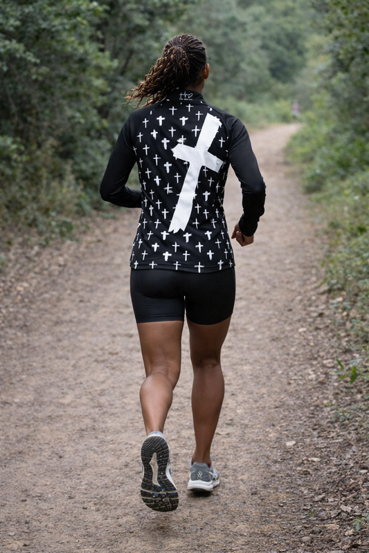 Alpha And Omega White Cross Print Trail Jacket (3058)