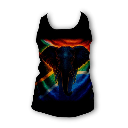 South African flag Elephant- Ladies Seamless Performance Running Vest