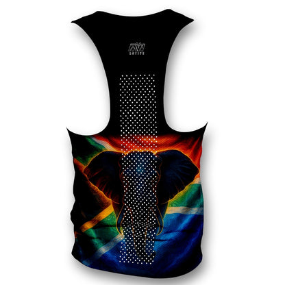 South African flag Elephant black - Men's Seamless Performance Running Vest (3854)