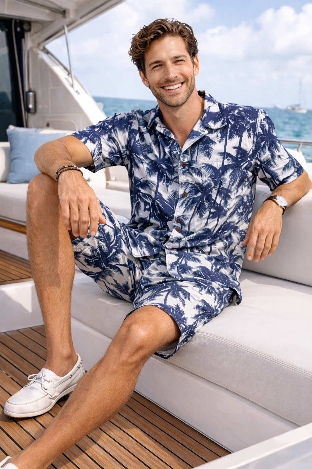 NAUTICAL PALM TREES Button up Shirt