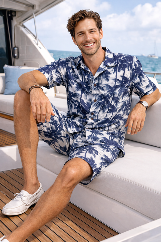 NAUTICAL PALM TREES Button up Shirt