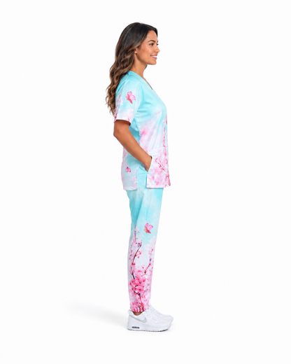Scrub Set Unisex (Top + Pants) – Cherry Blossom