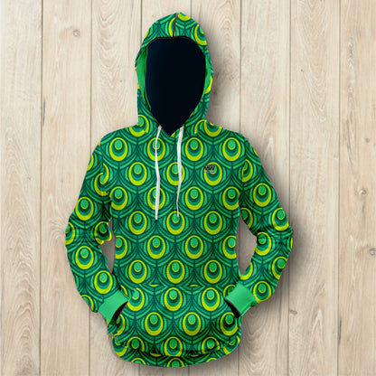 Green Peacock- Unisex Waffle Hoodie