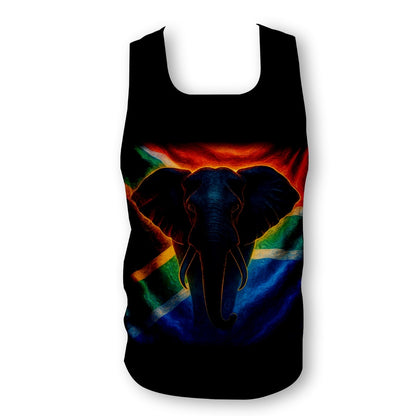 South African flag Elephant black - Men's Seamless Performance Running Vest (3854)