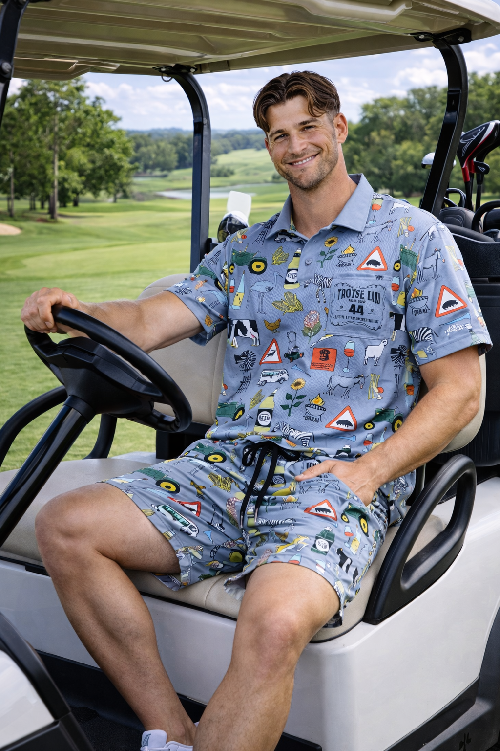 44 Suid Afrika - Grey  Printed Golf Shirt (3467)