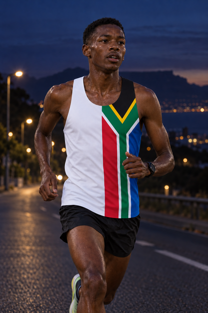 South African flag White Panel - Men's Seamless Performance Running Vest