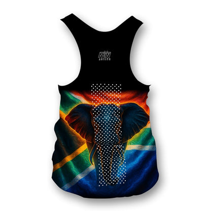 South African flag Elephant- Ladies Seamless Performance Running Vest (3854)