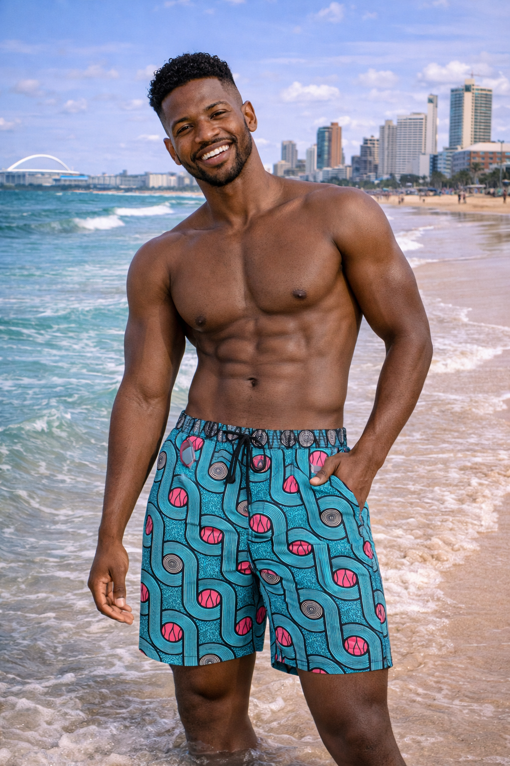 BLUE SHWE SHWE LASERCUT PERFORMANCE FISHING SHORTS / SWIM SHORTS