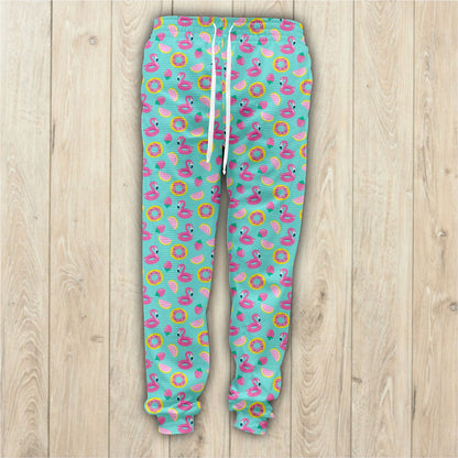 Flamingo Strawberry Waffle Sweatpants