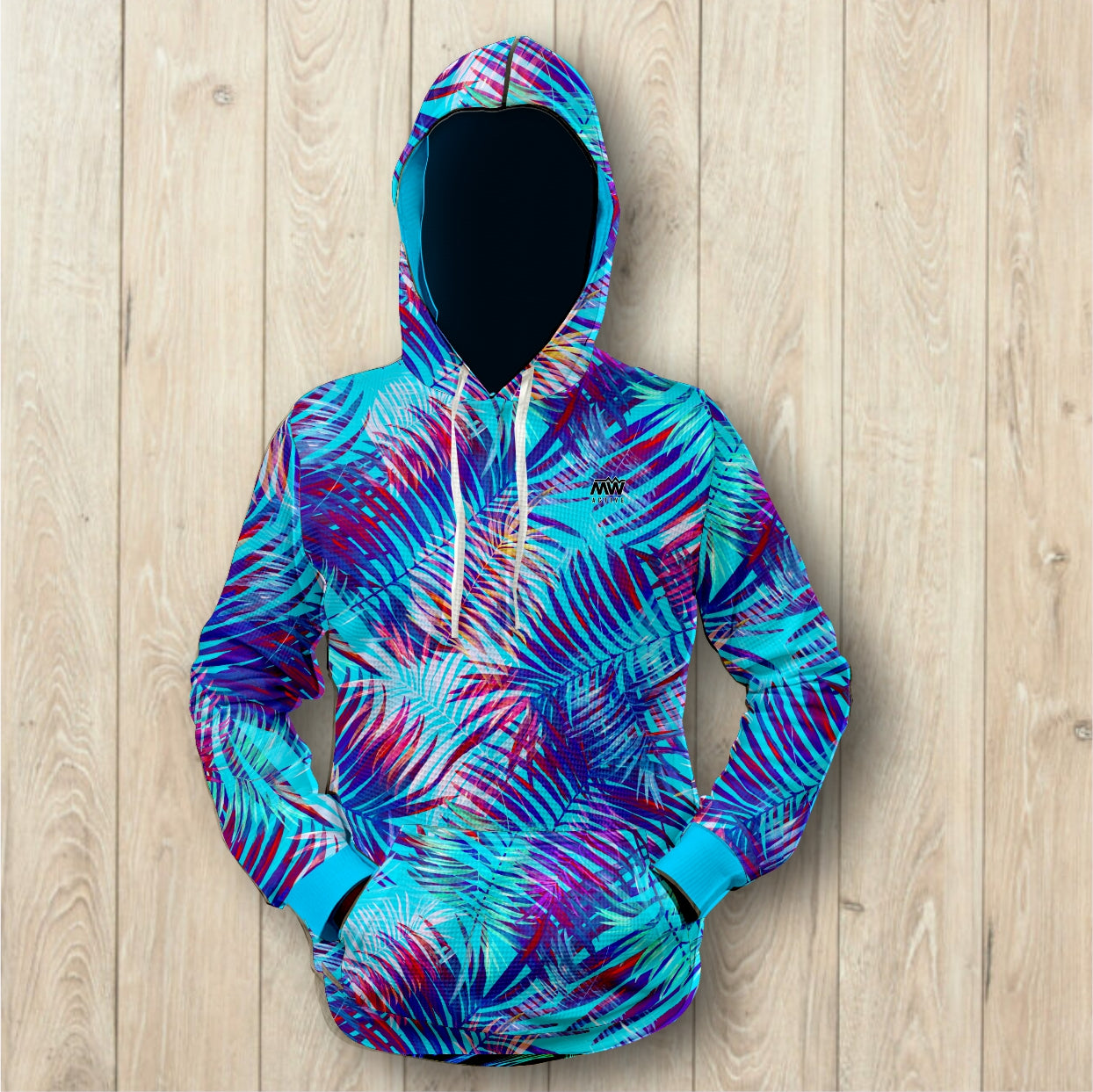 Blue Palm- Unisex Waffle Hoodie