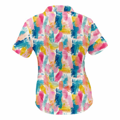 Pastel Brush Strokes Ladies Golf Shirts (3759)