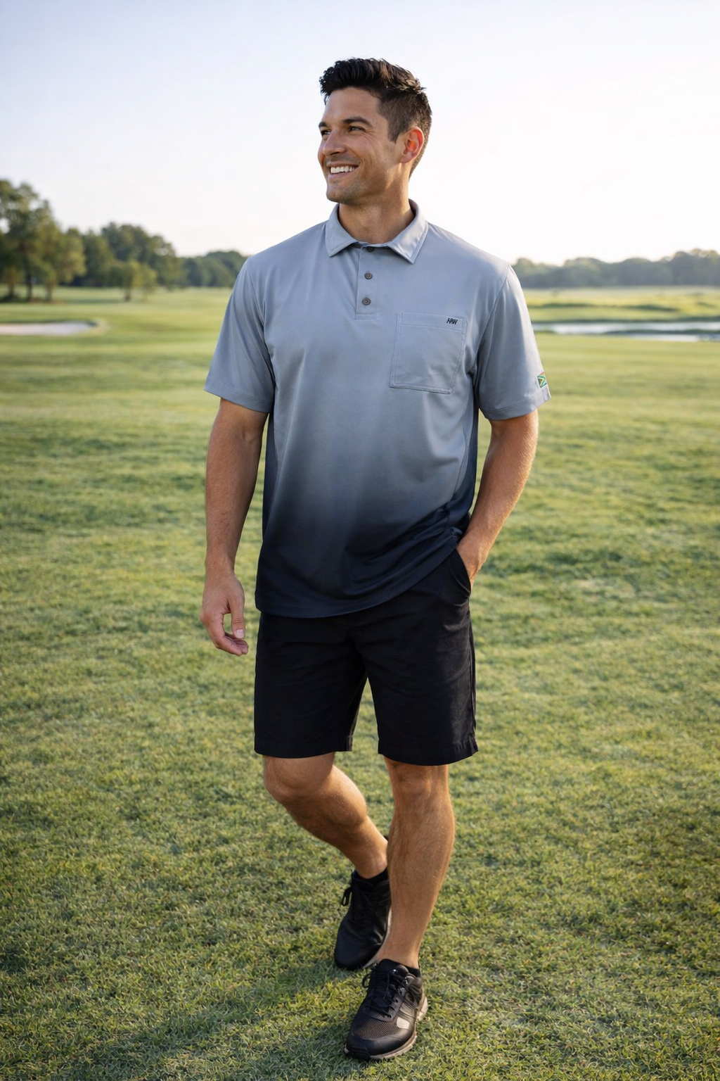 Grey Ombre Technical Golf Shirt (3433)