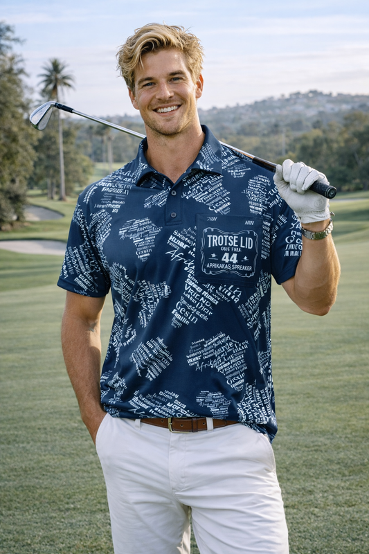 44 Afrika Navy Printed Golf Shirt